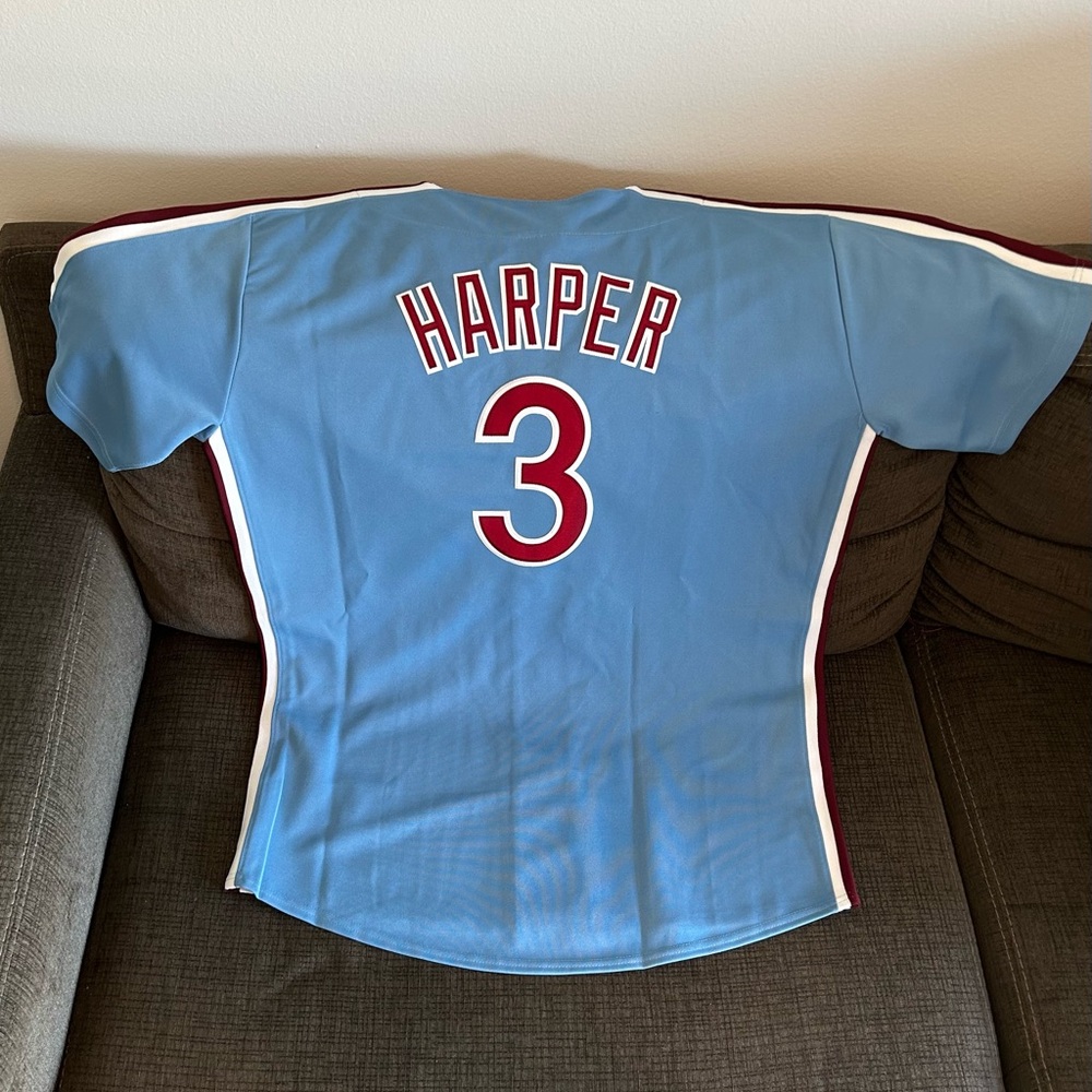 Majestic Authentic Phillies Bryce Harper Cooperstown MLB Jersey Men’s Sz: XXL - Picture 6 of 7